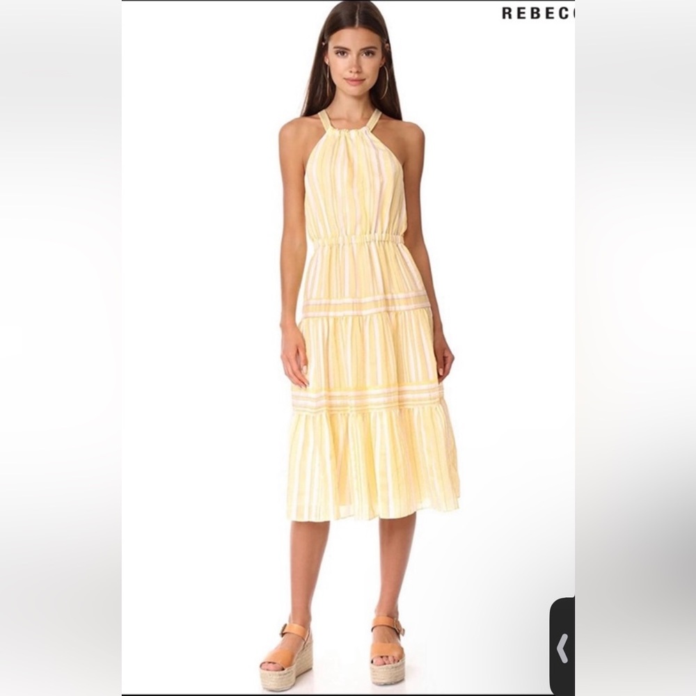 Rebecca Taylor yellow striped halter dress 0